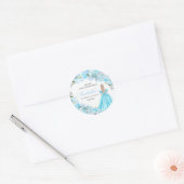 Sky Blue Floral Quinceanera Round Stickers (Envelop)