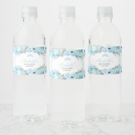 Sky Blue Floral Quinceanera Water Flaconetiket Waterfles Etiket