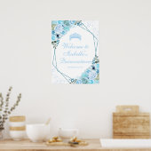 Sky Blue Floral Quinceanera Welcome Sign Poster (Keuken)
