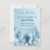 Sky Blue Floral Save The Date Card (Voorkant)