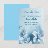 Sky Blue Floral Save The Date Card (Voorkant / Achterkant)