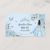 Sky Blue Floral Silver Quinceañera Gift Registry Informatiekaartje (Achterkant)