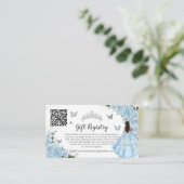 Sky Blue Floral Silver Quinceañera Gift Registry Informatiekaartje (Staand voorkant)