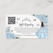 Sky Blue Floral Silver Quinceañera Gift Registry Informatiekaartje (Voorkant)