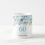 Sky Blue Floral Waterverf 60th Birthday Party Koffiemok<br><div class="desc">Sky Blue Floral Waterverf 60th Birthday Party Gift Coffee Mok Zie bijbehorend collectie in niche en nestwinkel</div>