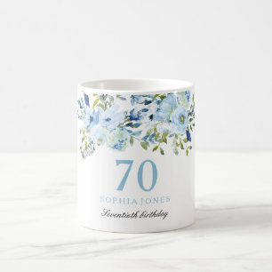 Sky Blue Floral Waterverf 70th Birthday Party Koffiemok