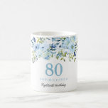 Sky Blue Floral Waterverf 80th Birthday Party Koffiemok<br><div class="desc">Sky Blue Floral Waterverf 80th Birthday Party Gift Coffee Mok Zie bijbehorend collectie in niche en nestwinkel</div>