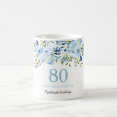 Sky Blue Floral Waterverf 80th Birthday Party Koffiemok (Center)