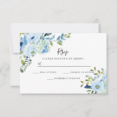 Sky Blue Floral Waterverf Wedding Verloving RSVP Kaartje (Voorkant)