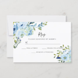 Sky Blue Floral Waterverf Wedding Verloving RSVP Kaartje