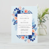 Sky Blue Fresh Coastal Wedding Kaart (Staand voorkant)