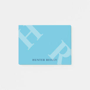 Sky Blue gekantelde Initialen & Navy Blue Naam Post-it® Notes