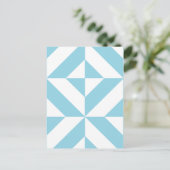 Sky Blue Geometric Deco Cube Patroon Briefkaart (Staand voorkant)