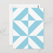 Sky Blue Geometric Deco Cube Patroon Briefkaart (Voorkant / Achterkant)