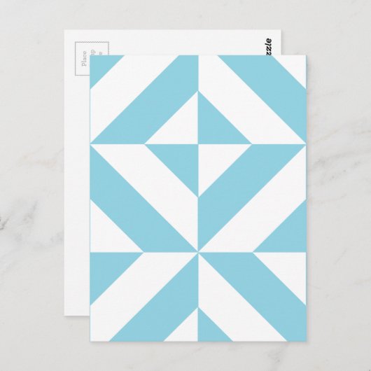 Sky Blue Geometric Deco Cube Patroon Briefkaart (Voorkant / Achterkant)