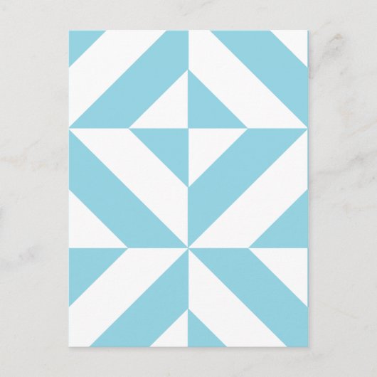 Sky Blue Geometric Deco Cube Patroon Briefkaart (Voorkant)