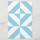 Sky Blue Geometric Deco Cube Patroon Briefpapier (Voorkant)