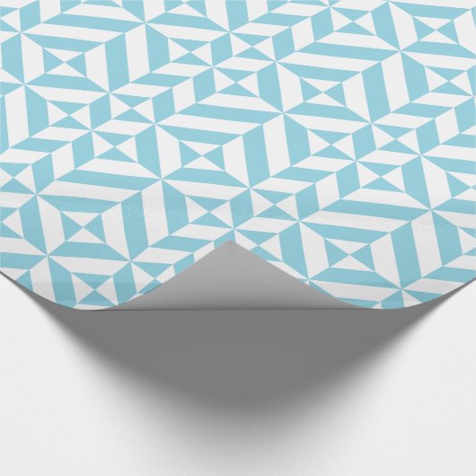 Sky Blue Geometric Deco Cube Patroon Cadeaupapier (Hoek)