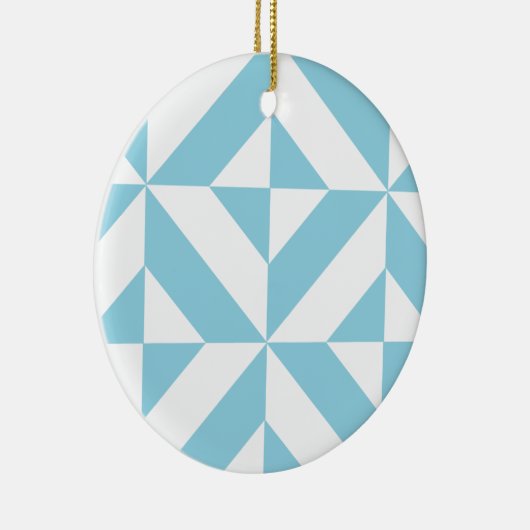 Sky Blue Geometric Deco Cube Patroon Keramisch Ornament (Rechts)