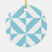 Sky Blue Geometric Deco Cube Patroon Keramisch Ornament (Voorkant)