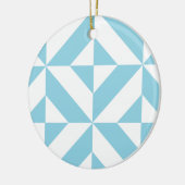 Sky Blue Geometric Deco Cube Patroon Keramisch Ornament (Links)