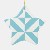 Sky Blue Geometric Deco Cube Patroon Keramisch Ornament (Voorkant)