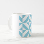 Sky Blue Geometric Deco Cube Patroon Koffiemok (Voorkant links)