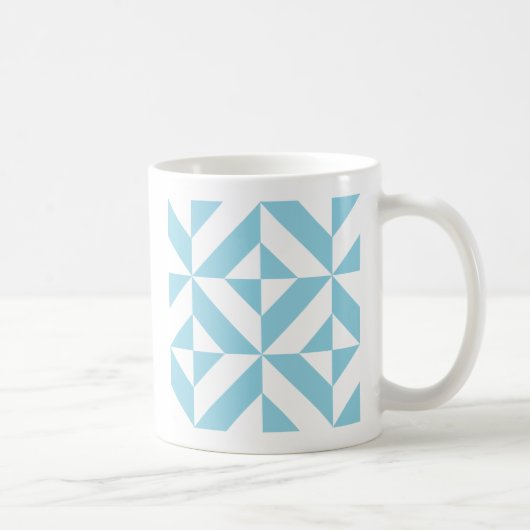 Sky Blue Geometric Deco Cube Patroon Koffiemok (Rechts)