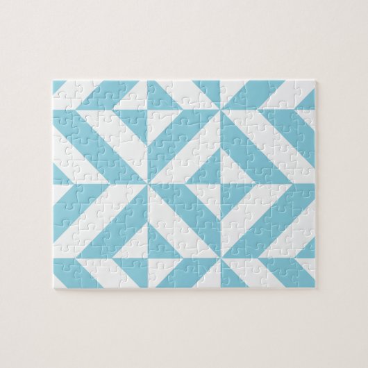 Sky Blue Geometric Deco Cube Patroon Legpuzzel (Horizontaal)
