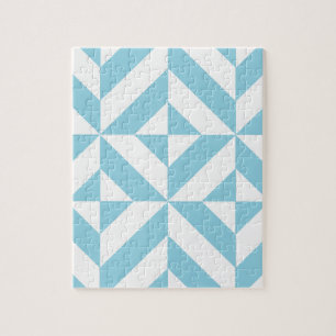 Sky Blue Geometric Deco Cube Patroon Legpuzzel