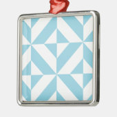 Sky Blue Geometric Deco Cube Patroon Metalen Ornament (Links)
