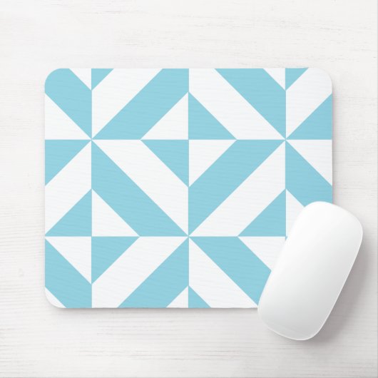 Sky Blue Geometric Deco Cube Patroon Muismat (Met muis)