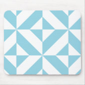 Sky Blue Geometric Deco Cube Patroon Muismat (Voorkant)