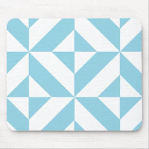 Sky Blue Geometric Deco Cube Patroon Muismat