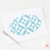 Sky Blue Geometric Deco Cube Patroon Ovale Sticker (Envelop)