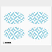 Sky Blue Geometric Deco Cube Patroon Ovale Sticker (Vel)