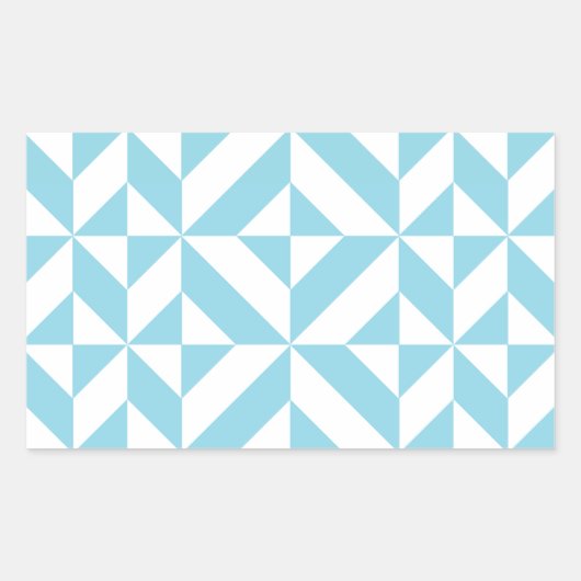 Sky Blue Geometric Deco Cube Patroon Rechthoekige Sticker (Voorkant)
