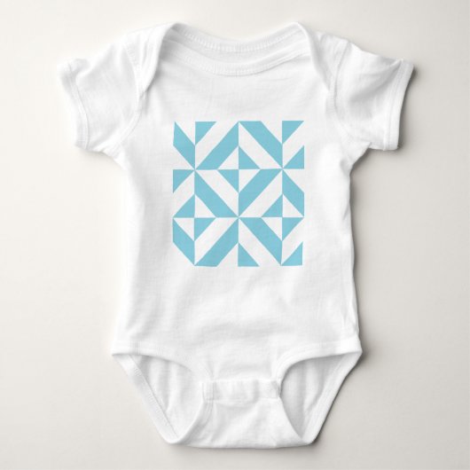 Sky Blue Geometric Deco Cube Patroon Romper (Voorkant)
