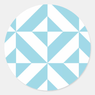 Sky Blue Geometric Deco Cube Patroon Ronde Sticker