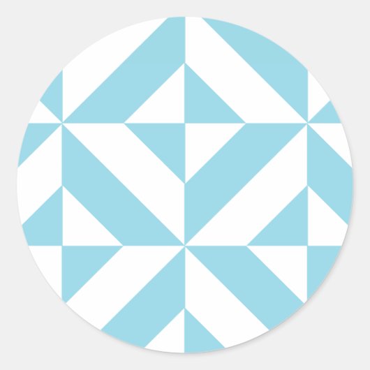 Sky Blue Geometric Deco Cube Patroon Ronde Sticker (Voorkant)