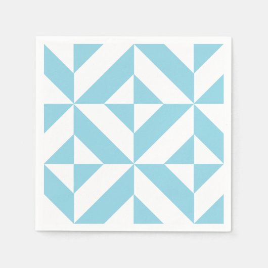 Sky Blue Geometric Deco Cube Patroon Servet (Voorkant)