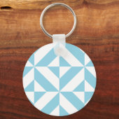 Sky Blue Geometric Deco Cube Patroon Sleutelhanger (Voorkant)