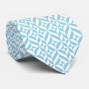Sky Blue Geometric Deco Cube Patroon Stropdas