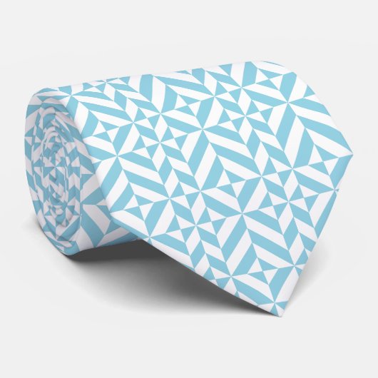 Sky Blue Geometric Deco Cube Patroon Stropdas (Opgerold)