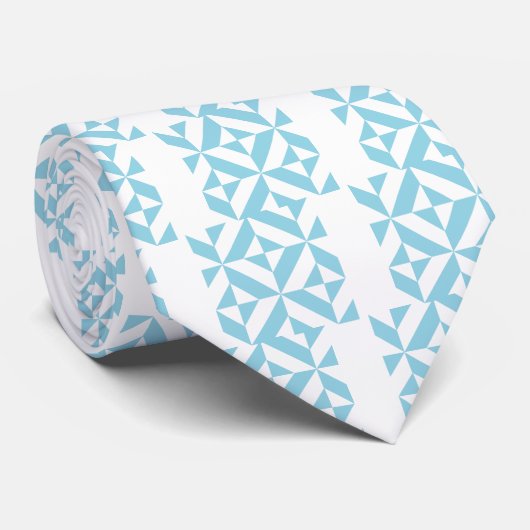 Sky Blue Geometric Deco Cube Patroon Stropdas (Opgerold)