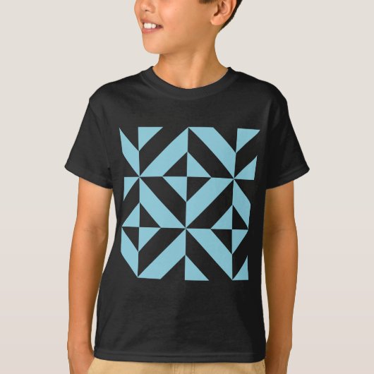 Sky Blue Geometric Deco Cube Patroon T-shirt (Voorkant)