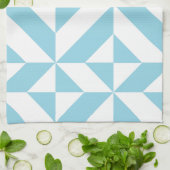 Sky Blue Geometric Deco Cube Patroon Theedoek (Gevouwen)