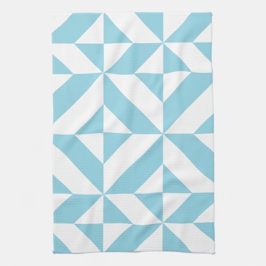 Sky Blue Geometric Deco Cube Patroon Theedoek (Verticaal)
