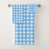 Sky blue gingham bad handdoek (Insitu)