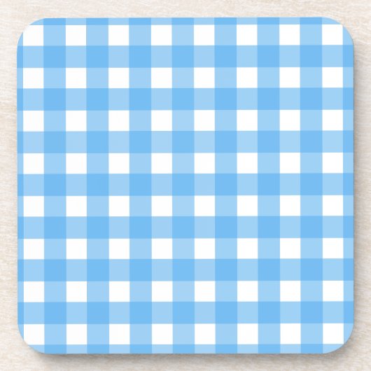 Sky blue gingham bier onderzetter (Voorkant)